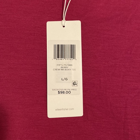 NWT Eileen Fisher crew neck boxy tee berry - Picture 10 of 11